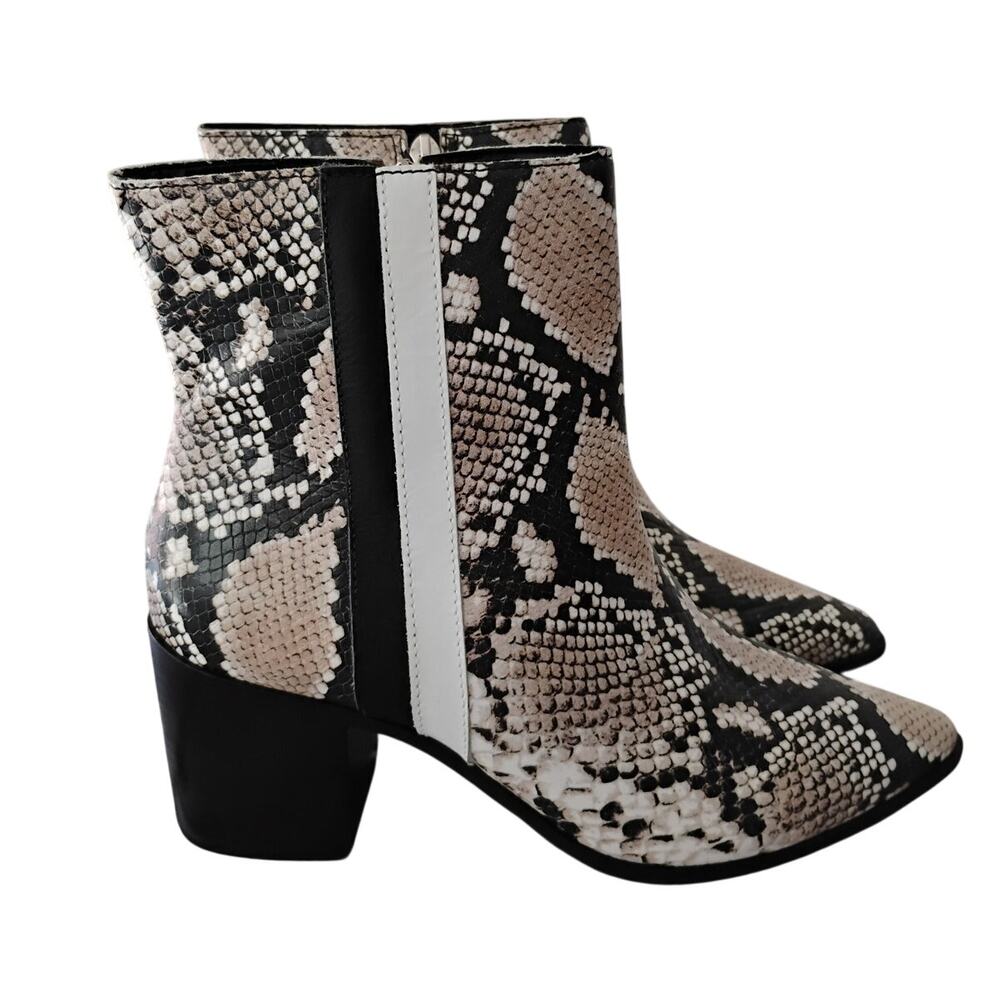 Kaanas Avana Reptile-Embossed Bovine Leather Heeled Ankle Boots Women 9M Brazil